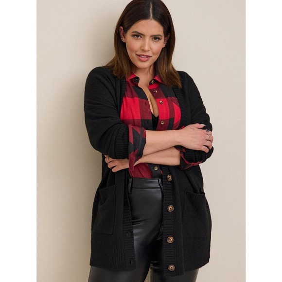 Torrid Lizzie Brushed Rayon Acrylic Button Down Long Sleeve Shirt Plus Size 2 2X - Picture 3 of 9